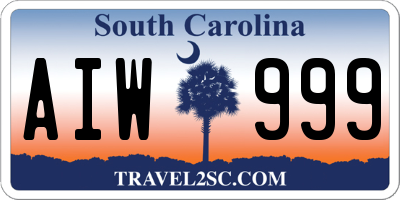 SC license plate AIW999