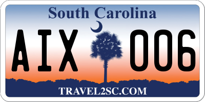 SC license plate AIX006