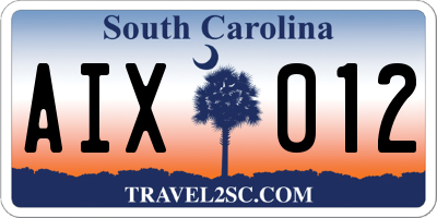 SC license plate AIX012