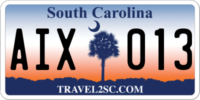 SC license plate AIX013