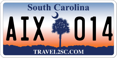 SC license plate AIX014
