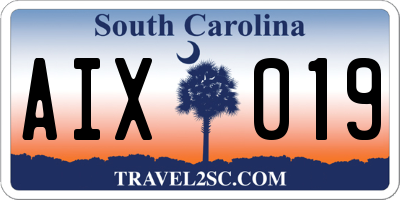 SC license plate AIX019