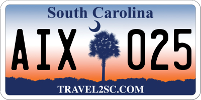 SC license plate AIX025