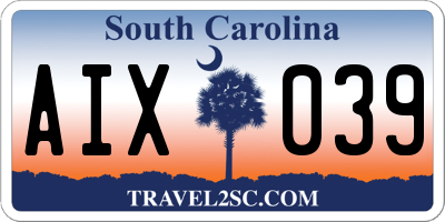 SC license plate AIX039