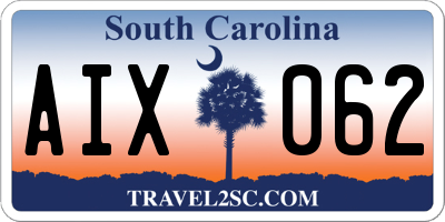 SC license plate AIX062