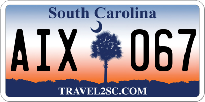 SC license plate AIX067