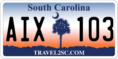 SC license plate AIX103