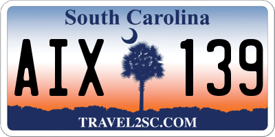 SC license plate AIX139