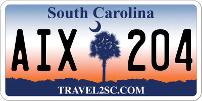 SC license plate AIX204