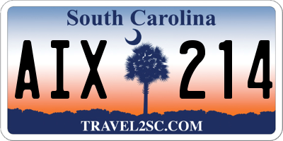 SC license plate AIX214