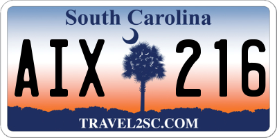 SC license plate AIX216