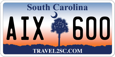 SC license plate AIX600