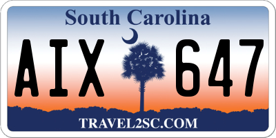 SC license plate AIX647