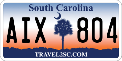 SC license plate AIX804