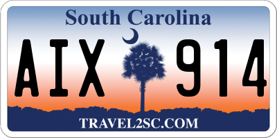 SC license plate AIX914