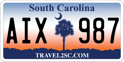 SC license plate AIX987