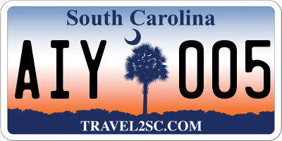 SC license plate AIY005