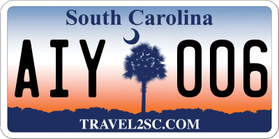 SC license plate AIY006