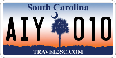 SC license plate AIY010