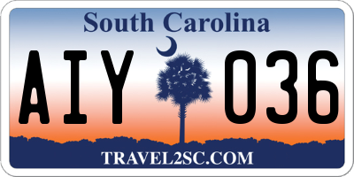 SC license plate AIY036
