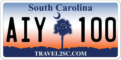 SC license plate AIY100