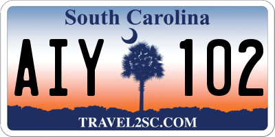 SC license plate AIY102