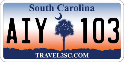 SC license plate AIY103
