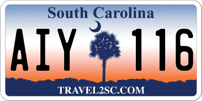 SC license plate AIY116