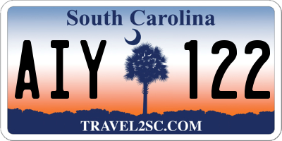 SC license plate AIY122