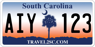 SC license plate AIY123