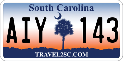 SC license plate AIY143