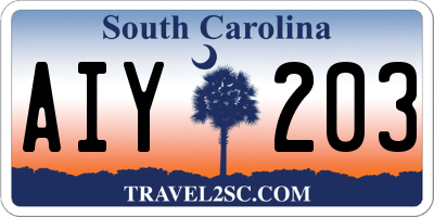 SC license plate AIY203