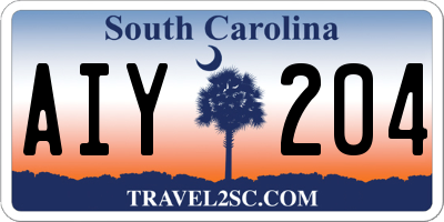 SC license plate AIY204