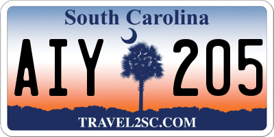 SC license plate AIY205