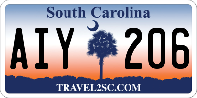 SC license plate AIY206