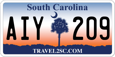 SC license plate AIY209