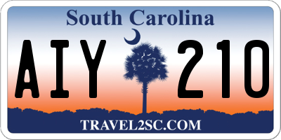 SC license plate AIY210