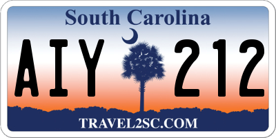 SC license plate AIY212