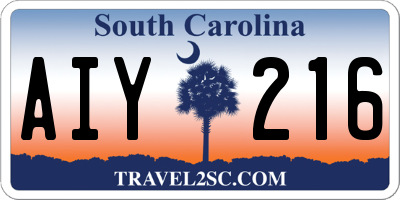 SC license plate AIY216