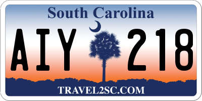 SC license plate AIY218