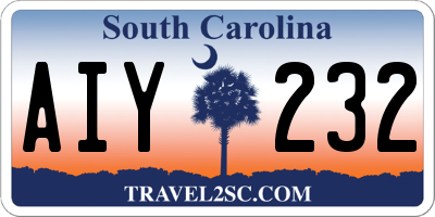 SC license plate AIY232