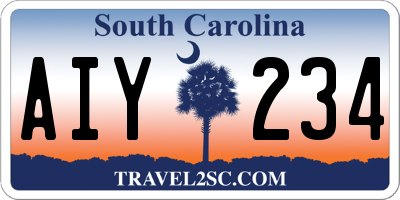 SC license plate AIY234