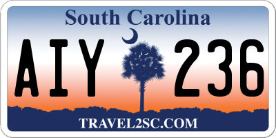 SC license plate AIY236