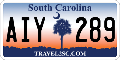 SC license plate AIY289
