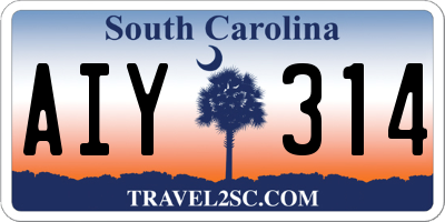 SC license plate AIY314