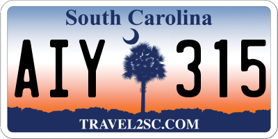 SC license plate AIY315