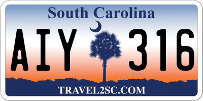 SC license plate AIY316