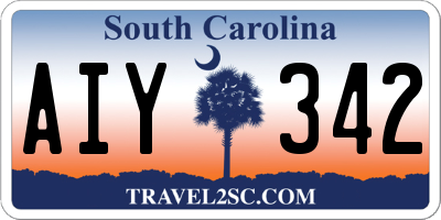 SC license plate AIY342