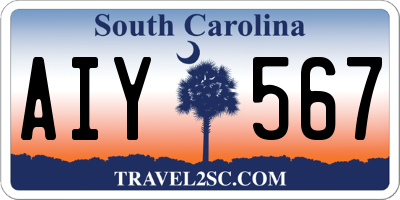 SC license plate AIY567