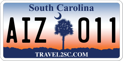 SC license plate AIZ011